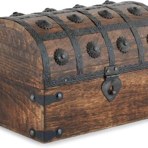 Cofre del Tesoro Pirata Ajuny: Joyero Vintage de Madera Rústica