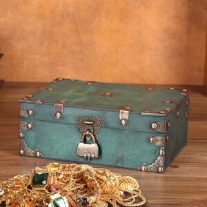 Cofre del Tesoro Vintage Madera 24x17x10cm con Candado