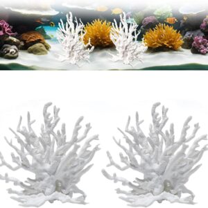2 Corales artificiales blancos realistas 12,5x11,4 cm para acuario