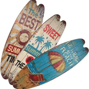 VICASKY Letreros de Surf Madera 3 uds. Decoración Hawaiana