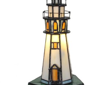 Bieye Lámpara de mesa Tiffany estilo faro 10"