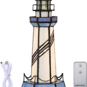 Lámpara Tiffany estilo faro azul 11 cm, vidrio decorativo