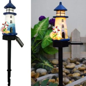 Faro solar LED azul y blanco para jardín YZYOE