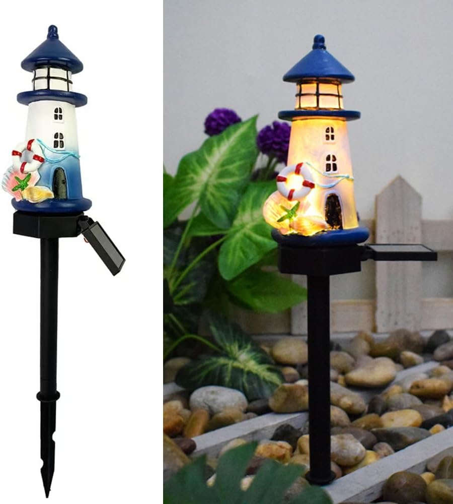 Faro solar LED azul y blanco para jardín YZYOE