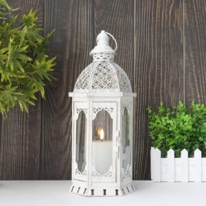 Farol vintage JHY DESIGN 15 cm blanco dorado
