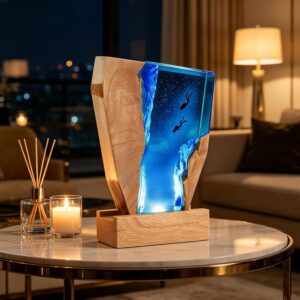 Lámpara 3D Océano Buzo – Luz nocturna con resina epoxi