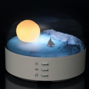 Lámpara LED luna-mar-montaña con música y USB-C
