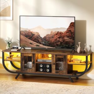Mueble TV industrial YITAHOME, 140 cm, hasta 55", marrón rústico