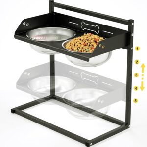 Comedero elevado para perros ajustable en 5 alturas