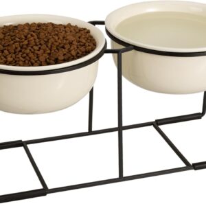 Comedero elevado grande cerámica para perros | Juego 2 cuencos 1400 ml