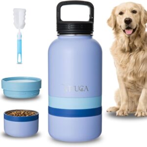 Bebedero portátil para perro 1L acero inoxidable | Sistema 2 en 1