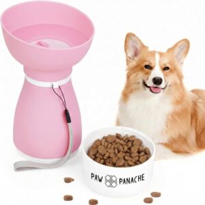 Botella agua perro PAW PANACHE 500ml plegable rosa