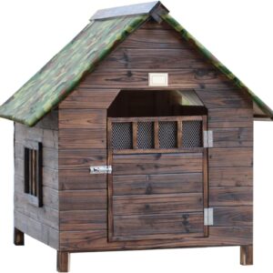 Caseta de madera para perros resistente y fácil de montar