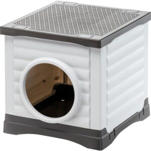 Ferplast PETVILLA 50: Caseta exterior perro/gato, plástico reciclado