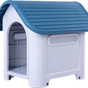 Lanco - Caseta Perros Pequeños Azul/Blanco Interior Exterior