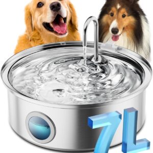 Fuente 7L acero inoxidable para perros con luz LED