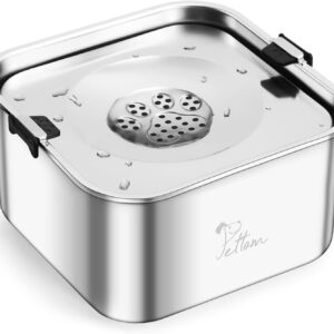 PETTOM Bebedero Perro 3L Acero Inoxidable Antigoteo