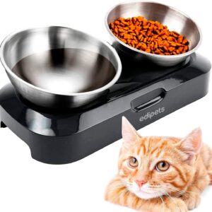 Edipets Comedero Doble Acero Inoxidable Ajustable para Gatos y Perros
