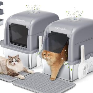Caja arena gatos acero inoxidable XXL MeoWant 2 uds