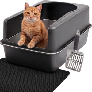 Arenero XXL acero inoxidable negro mate 38L para gatos