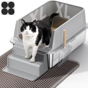 Arenero XXL acero inoxidable 60x40x30cm para gatos