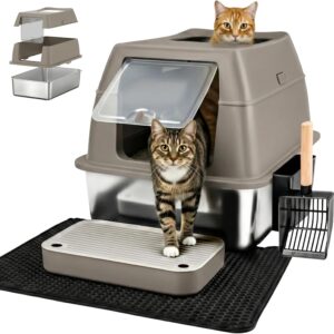 Arenero XXL acero inoxidable para gatos grandes