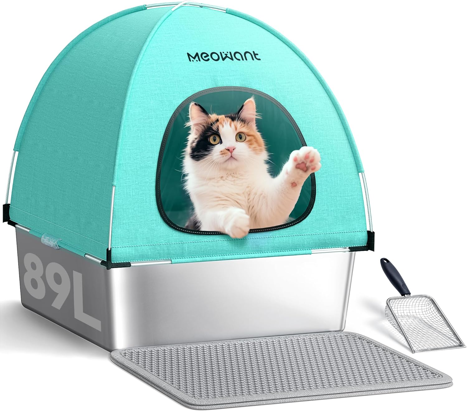 Arenero gatos MeoWant grande acero inoxidable verde
