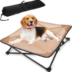 Cuna plegable para perros TRAGLO – Cama elevada Beige