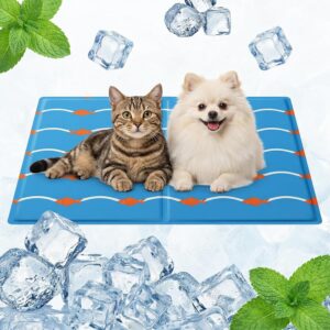 Qoosea Alfombra Refrescante para Mascotas 50x65cm - Diseño Peces y Olas