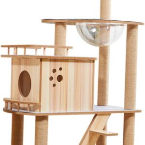 Torre para gatos grande con poste rascador y cama