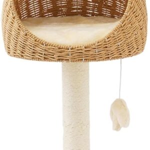 Rascador para gatos DELURA con casa y poste sisal