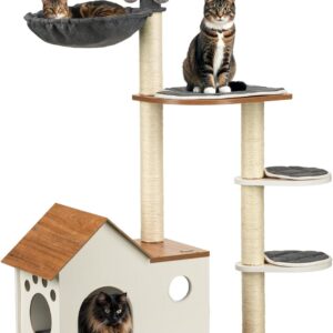 Happy & Polly Árbol Gatos 45" - Torre Madera con Postes Sisal