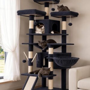 Árbol para gatos Hey-brother XL 180 cm, torre grande con 3 perchas