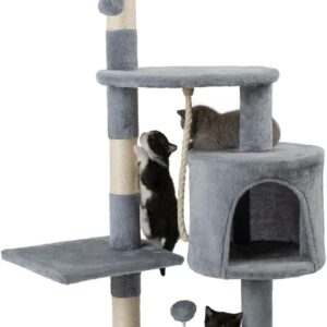 Árbol rascador para gatos Lionto 112 cm gris claro