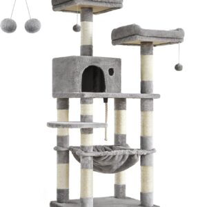 Feandrea Árbol para Gatos 143 cm, Multinivel con Rascadores y Hamaca