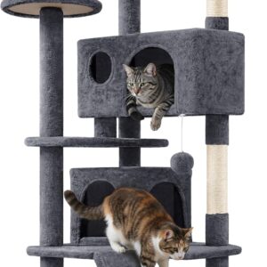 Yaheetech Árbol Rascador 139 cm para 3-4 gatos Gris