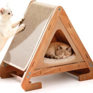 Casa gatos 2 en 1 con rascador de sisal LIROPAU