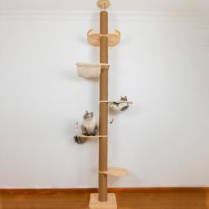 Árbol rascador para gatos TQEW, ajustable 127-304 cm, 5 niveles