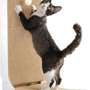 Rascador L para gatos Gimars 68 cm, cartón resistente + juguetes