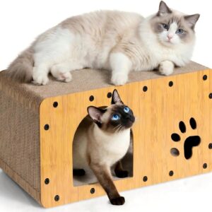 Gimars Rascador Cartón 60 cm para Gatos - Casa Resistente y Segura