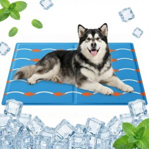 Qoosea Alfombra Refrescante Pet 50x90cm - Diseño Peces y Olas