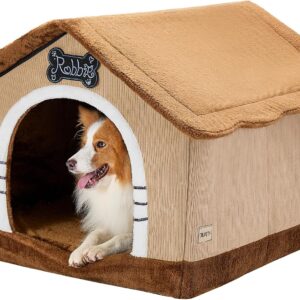 Jiupety Casa para Perros Grande Plus - 30x26x25 cm, Marrón