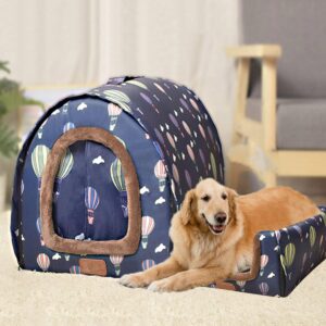 Cama jumbo XXL para perros 2 en 1 con cortina (XL75x57x55 cm)