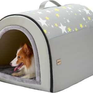 Jiupety Casa-cama 2 en 1 para perros medianos/grandes, gris