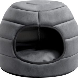 Hollypet Cama 2 en 1 para Gatos y Perros Pequeños - Gris Oscuro