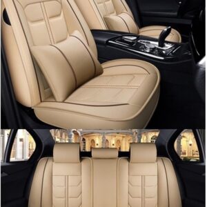 Fundas protectoras de asientos 5 piezas en cuero artificial beige