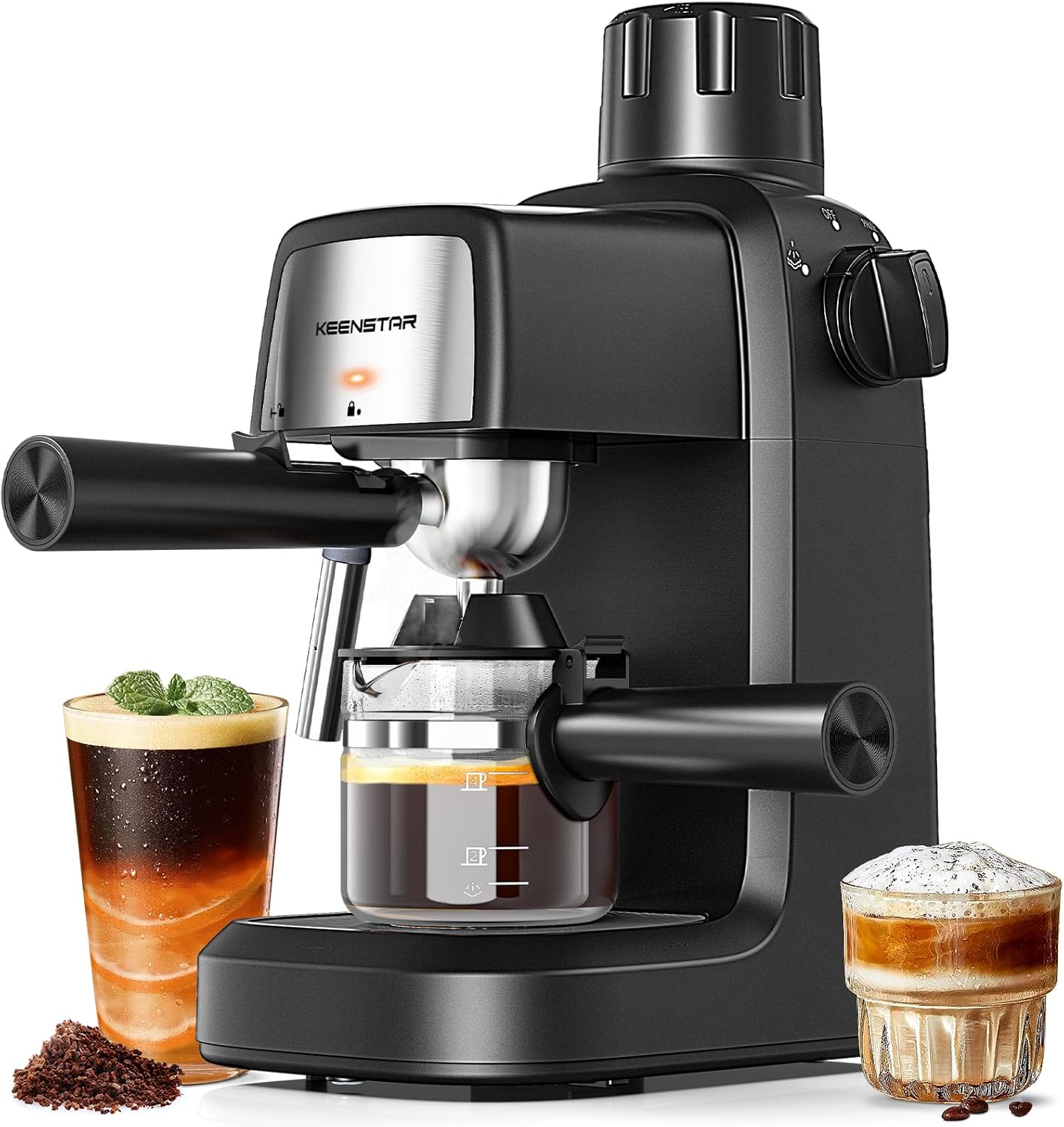 KEENSTAR Máquina espresso 3.5 bar con espumador | Café perfecto en 2 min
