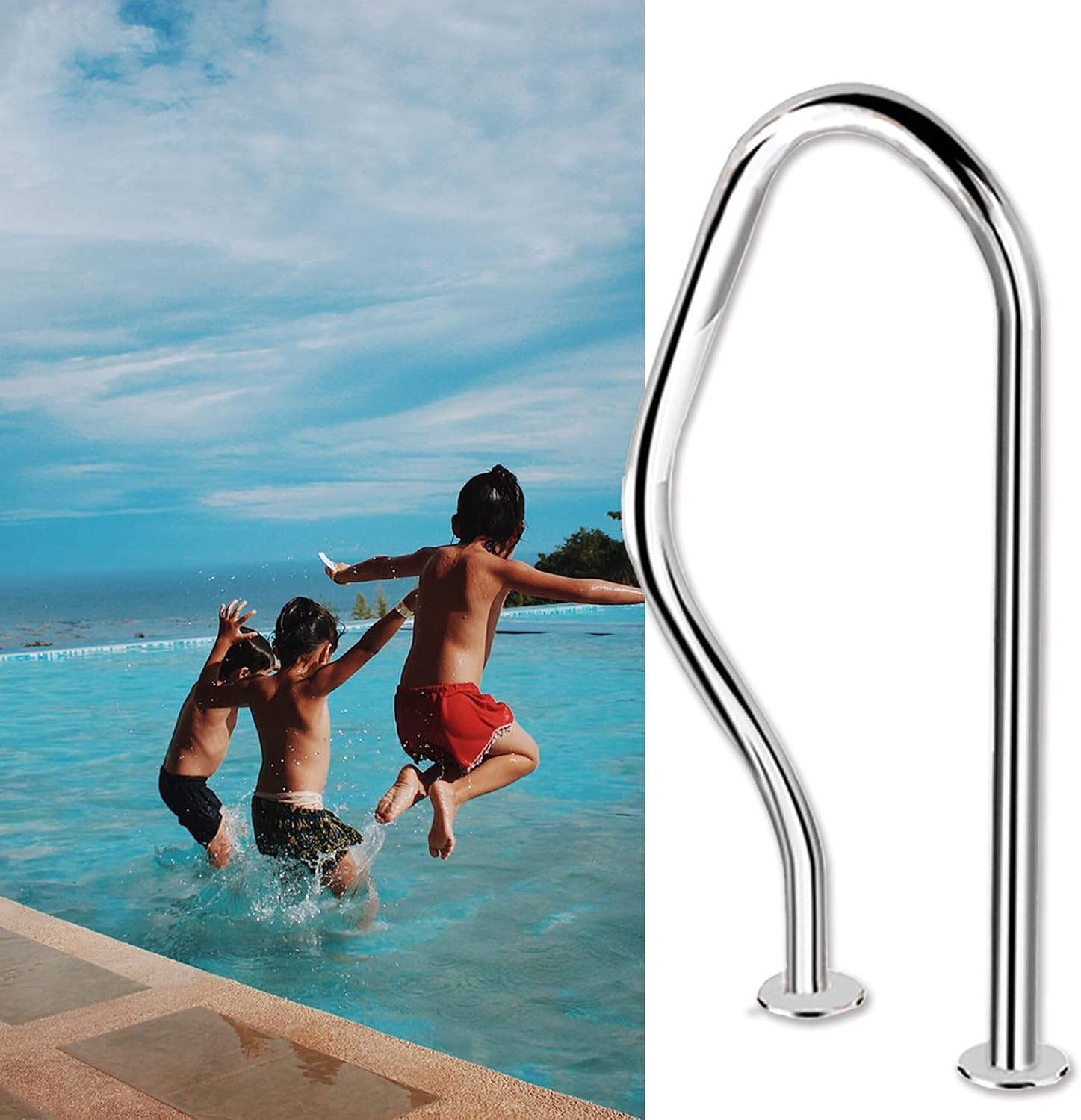 Pasamanos piscina acero inoxidable 80x47 cm Rmeet