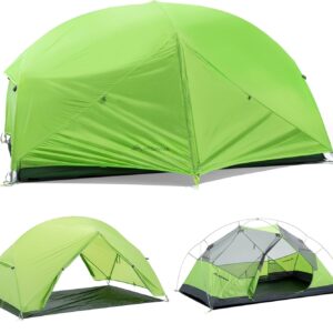 BISINNA Tienda de campaña ultraligera para 2 personas, ligera, para 3 estaciones, 20D 380T, nailon, doble capa, de pie, incluye pie para camping, senderismo, ciclismo