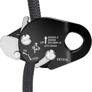 Descensor de aluminio con autobloqueo para escalada y rapel